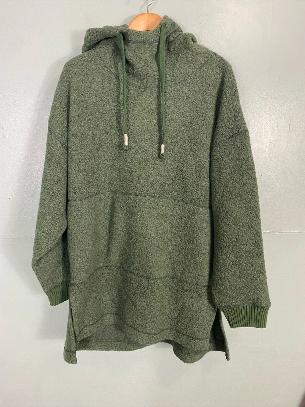 Free‎ People Highlands Wool Hoodie Green Pullover Sweater Small Olive Heather